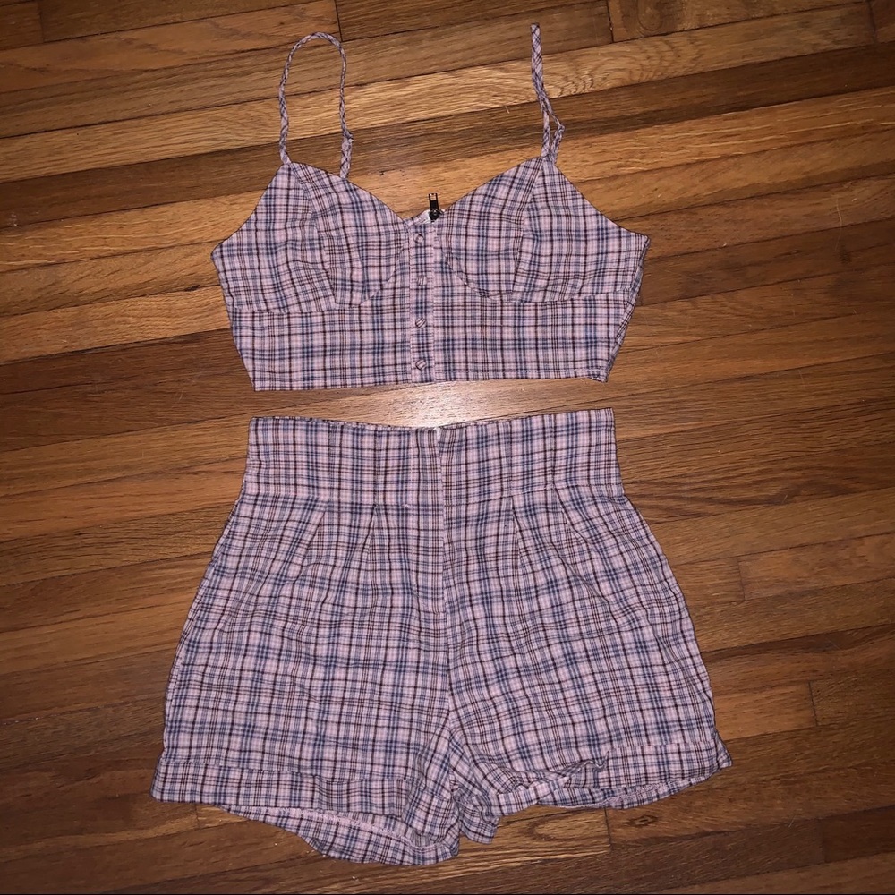 Nasty Gal pink plaid set